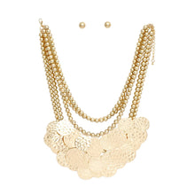 Load image into Gallery viewer, Necklace Gold Metal 5 Strand Bead and Disc Set
