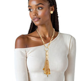 Pendant Gold Chain Charm Tassel Necklace for Women