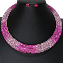 Cargar imagen en el visor de la galería, Collar Pave Fuchsia Stone Torque Necklace Women
