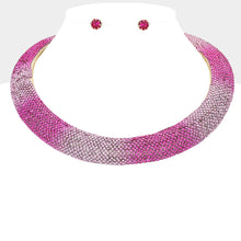 Cargar imagen en el visor de la galería, Collar Pave Fuchsia Stone Torque Necklace Women
