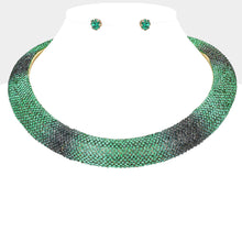 Cargar imagen en el visor de la galería, Collar Pave Green Stone Torque Necklace for Women

