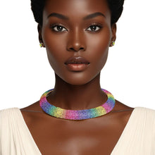 Cargar imagen en el visor de la galería, Collar Pave Rainbow Stone Torque Necklace Women
