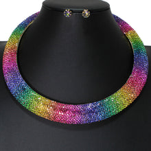 Cargar imagen en el visor de la galería, Collar Pave Rainbow Stone Torque Necklace Women

