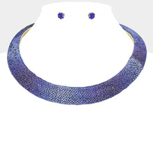 Cargar imagen en el visor de la galería, Collar Pave Blue Stone Torque Necklace for Women
