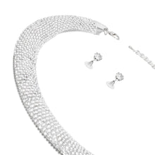Cargar imagen en el visor de la galería, Collar Silver Pearl Stone Torque Necklace Women
