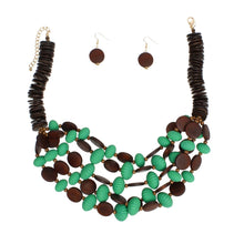 Cargar imagen en el visor de la galería, Beaded Green Coconut Wood Disc Necklace Women
