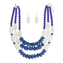 Load image into Gallery viewer, Beaded Royal Blue Stone 3 Layer Tribal Necklace
