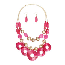 Cargar imagen en el visor de la galería, Statement Fuchsia and Gold Cosmic Layered Necklace
