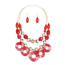 Cargar imagen en el visor de la galería, Statement Red and Gold Cosmic layered Necklace
