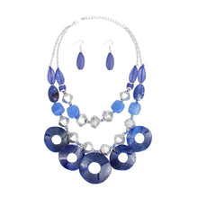 Cargar imagen en el visor de la galería, Statement Blue and Silver Cosmic layered Necklace
