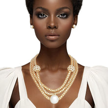 Cargar imagen en el visor de la galería, Layered Gold Mesh Snake Chain Ball Pearl Necklace
