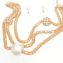 Cargar imagen en el visor de la galería, Layered Gold Mesh Snake Chain Ball Pearl Necklace
