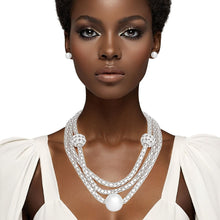 Cargar imagen en el visor de la galería, Layered Silver Mesh Snake Chain Ball Pearl Set

