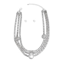 Cargar imagen en el visor de la galería, Layered Silver Mesh Snake Chain Ball Pearl Set
