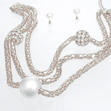 Cargar imagen en el visor de la galería, Layered Silver Mesh Snake Chain Ball Pearl Set
