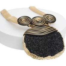 Load image into Gallery viewer, Pendant Black Druzy Stone Wire Tribal Necklace
