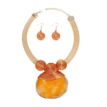 Load image into Gallery viewer, Pendant Orange Druzy Stone Wire Tribal Necklace

