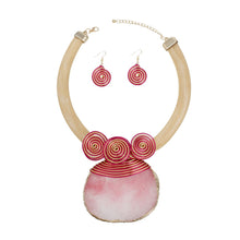 Load image into Gallery viewer, Pendant Pink Druzy Stone Wire Tribal Necklace
