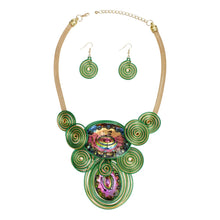 Load image into Gallery viewer, AKA Green Gold Wire Drilled Crystal Bib Necklace
