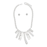 Bib Silver Sculptural Silhouette Glam Bar Necklace
