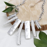 Bib Silver Sculptural Silhouette Glam Bar Necklace