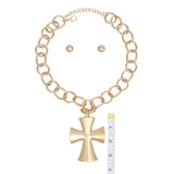 Pendant Chunky Matte Gold Cross Chain Necklace