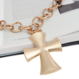Pendant Chunky Matte Gold Cross Chain Necklace