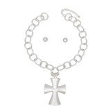 Pendant Chunky Matte Silver Cross Chain Necklace