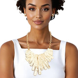 Bib Rigid Gold Oversized Metal Bar Plate Necklace