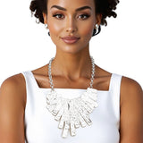 Bib Rigid Silver Oversized Metal Bar Plate Necklace