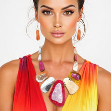 Load image into Gallery viewer, Bib Marbled Multicolor Link Necklace for Women

