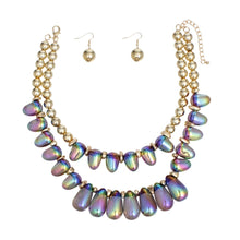 Load image into Gallery viewer, Beaded Black Iridescent Teardrop Bead Necklace
