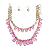 Beaded Fuchsia Iridescent Teardrop Bead Necklace
