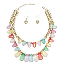Cargar imagen en el visor de la galería, Beaded Multi Iridescent Teardrop Bead Necklace
