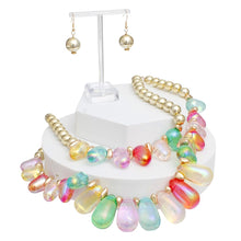 Cargar imagen en el visor de la galería, Beaded Multi Iridescent Teardrop Bead Necklace
