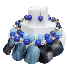 Load image into Gallery viewer, Beaded Fluid Artistic Blue Bead Marbled Disc Set
