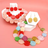 Bead Multicolor Marbled Geometric Chunky Necklace