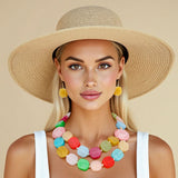 Bead Multicolor Marbled Geometric Chunky Necklace