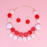 Bead Pink Marbled Geometric Chunky Necklace