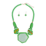Beaded Pendant Green 70's Vibe Necklace for Women