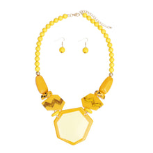 Load image into Gallery viewer, Beaded Pendant Yellow 70&#39;s Vibe Necklace for Women
