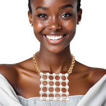 Load image into Gallery viewer, Pendant Gold Crystal Square Grid Chain Necklace
