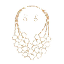 Cargar imagen en el visor de la galería, Chain Multi Row Multi Circle Gold Bib Necklace
