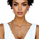 Chain Multi Row Multi Circle Gold Bib Necklace