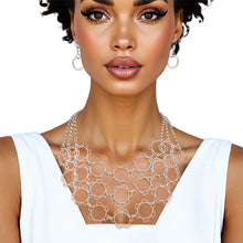 Cargar imagen en el visor de la galería, Chain Multi Row Multi Circle Silver Bib Necklace
