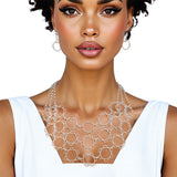 Chain Multi Row Multi Circle Silver Bib Necklace