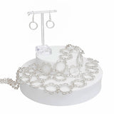 Chain Multi Row Multi Circle Silver Bib Necklace