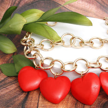 Load image into Gallery viewer, Bib Chunky Red Wooden Heart Bead Necklace
