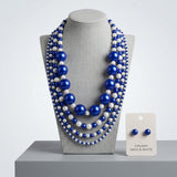 ZPB Sorority Blue White Jumbo Pearl Necklace Set