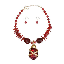 Load image into Gallery viewer, Pendant Red Stone Bead Teardrop Crystal Necklace
